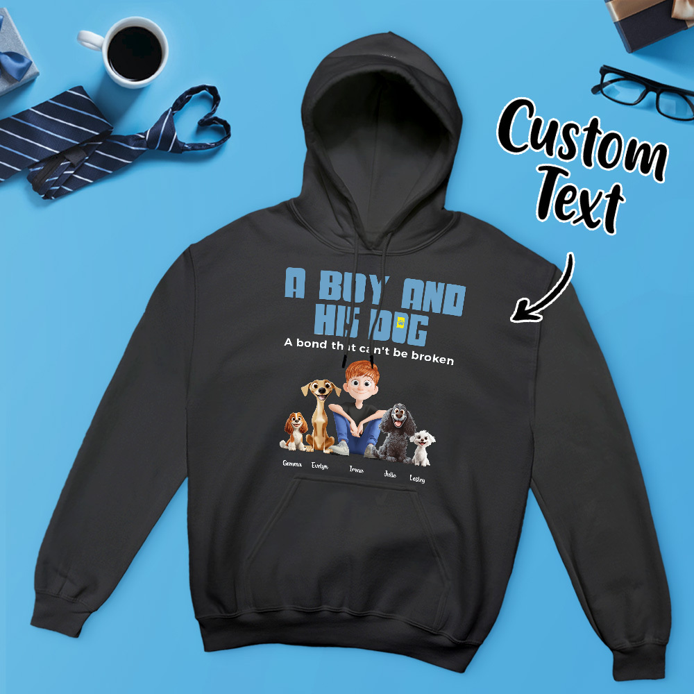 A Manand His Dogs - Personalized Cartoon Hoodie Meaningful Name Father's Day Sweatshirt - MyFaceUnderwearAU