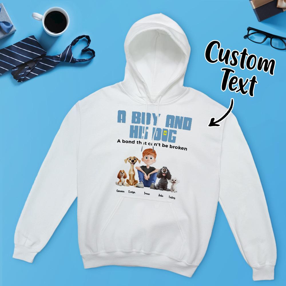 A Manand His Dogs - Personalized Cartoon Hoodie Meaningful Name Father's Day Sweatshirt - MyFaceUnderwearAU