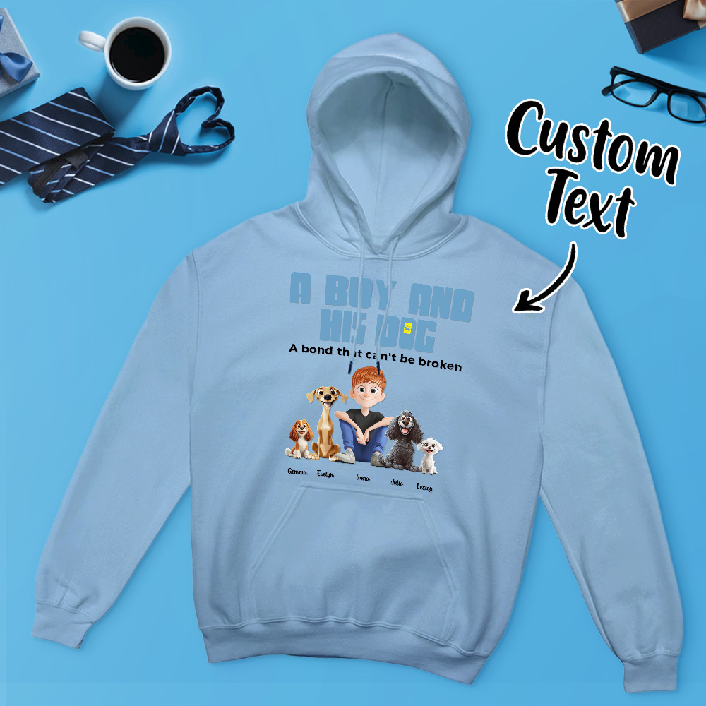 A Manand His Dogs - Personalized Cartoon Hoodie Meaningful Name Father's Day Sweatshirt - MyFaceUnderwearAU