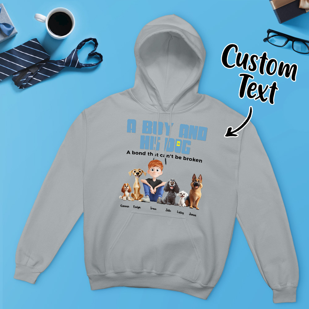 A Manand His Dogs - Personalized Cartoon Hoodie Meaningful Name Father's Day Sweatshirt - MyFaceUnderwearAU