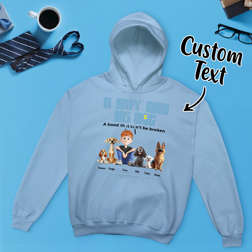 A Manand His Dogs - Personalized Cartoon Hoodie Meaningful Name Father's Day Sweatshirt - MyFaceUnderwearAU
