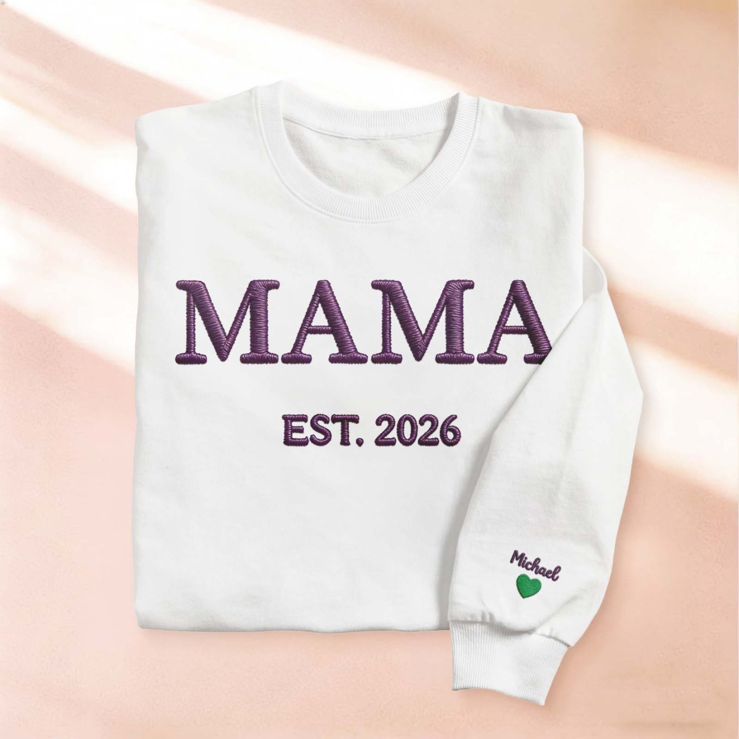 Personalized Mama Embroidered Sweatshirt, Custom Mom Embroidery Hoodie, New Mom Outfit, Pregnancy Reveal Clothing, Happy Mother's Day Gifts - Bestchristmasgifts