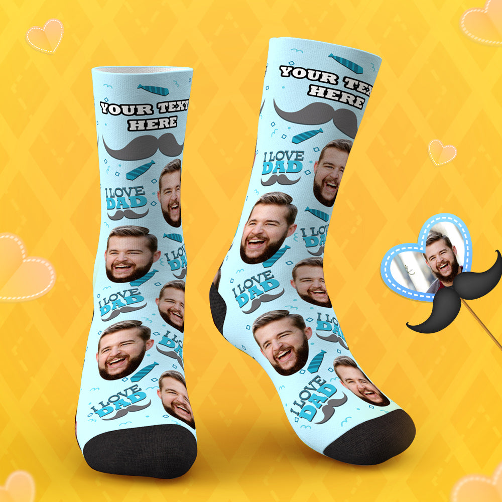 Love Dad Custom Face Crew Socks Father's Day Gift