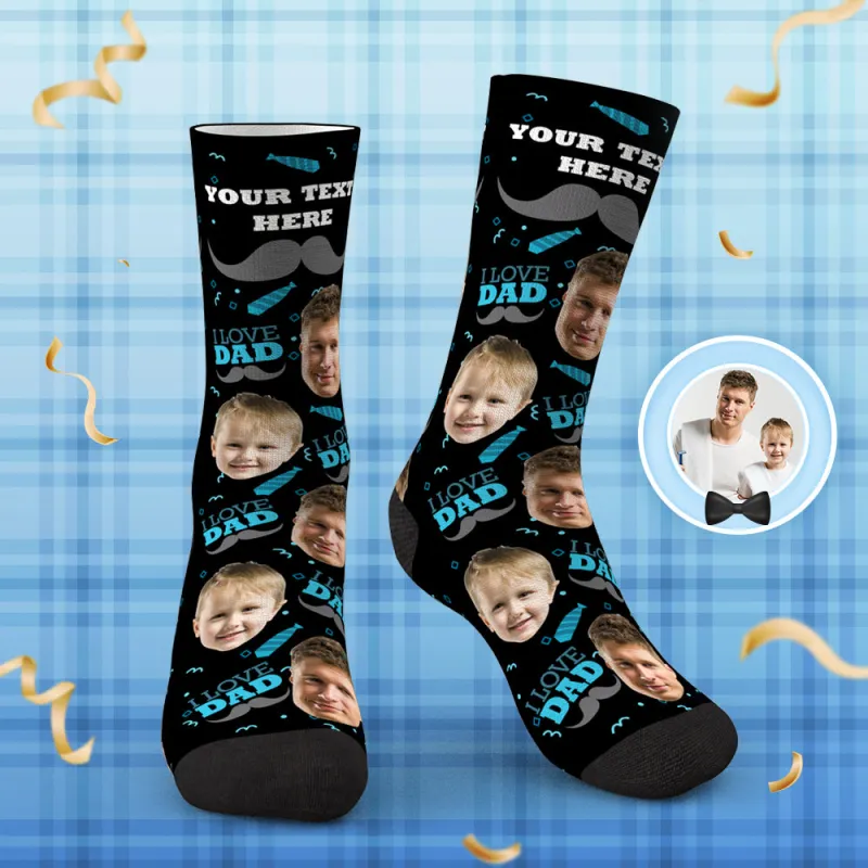 Love Dad Custom Face Crew Socks Father's Day Gift