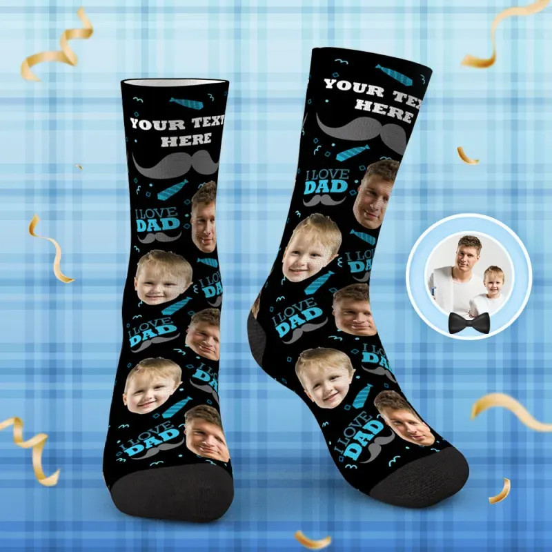 Love Dad Custom Face Crew Socks Father's Day Gift