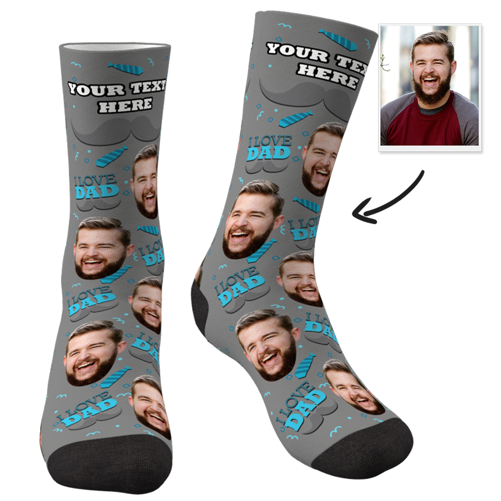 I Love Dad Custom Face Socks - MyFaceBoxer