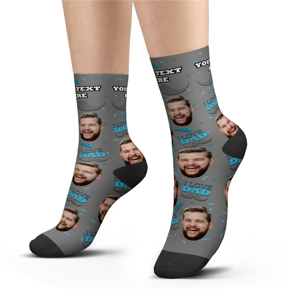 I Love Dad Custom Face Socks - MyFaceBoxer