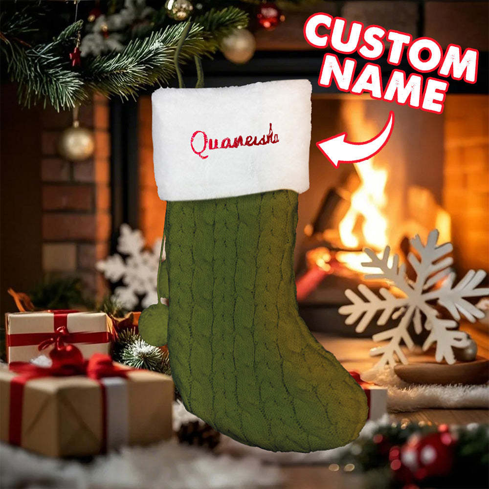 Personalized Christmas Stocking with Name Embroidery Xmas Stockings Decoration - MyFaceUnderwearAU