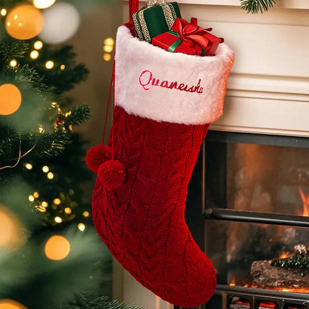 Personalized Christmas Stocking with Name Embroidery Xmas Stockings Decoration - MyFaceUnderwearAU