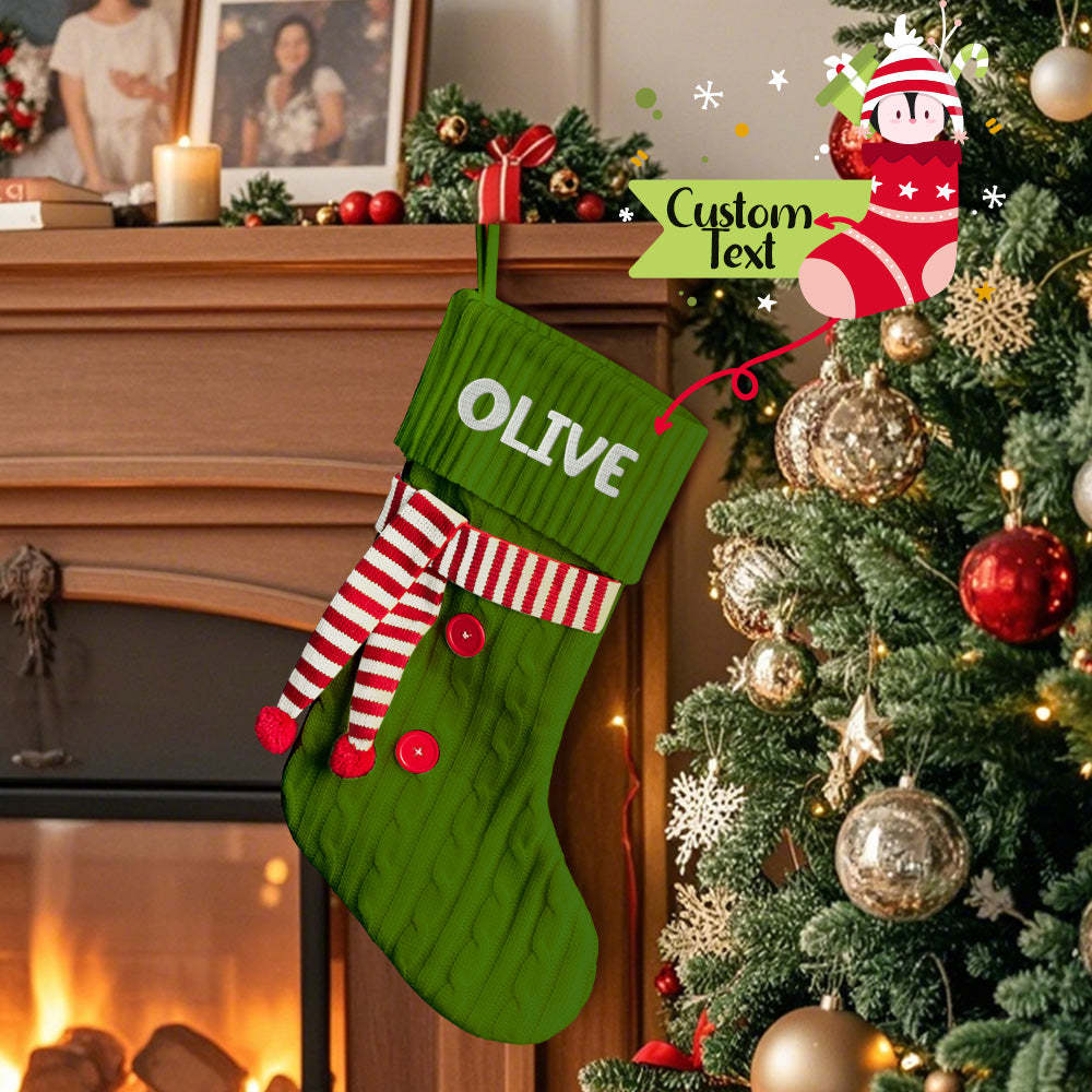 Personalized Christmas Scarve Stocking with Name Embroidery Christmas Stockings Gift for Family - MyFaceUnderwearAU