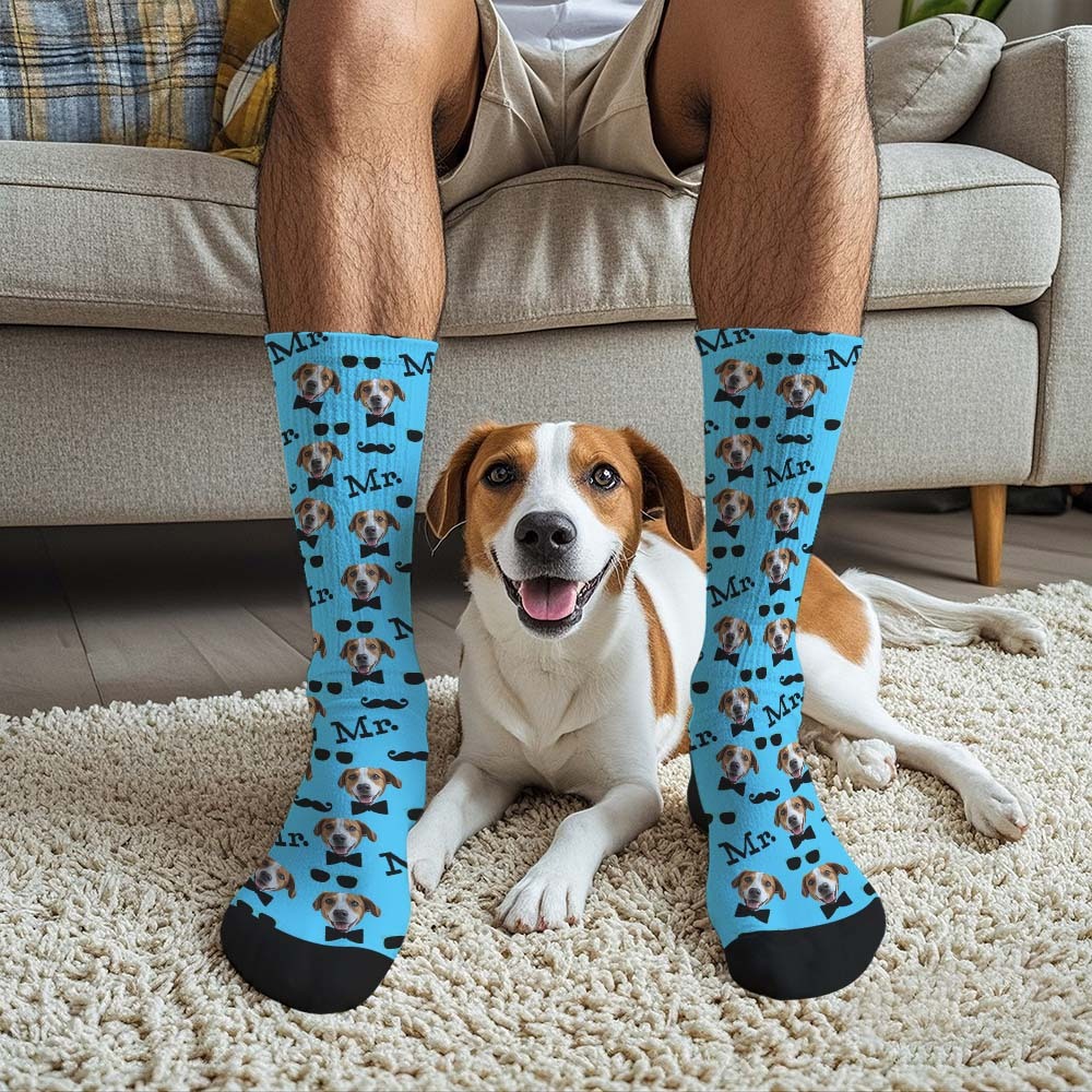 Custom Face Socks Mr Cute Socks Personalized Photo Custom Design Best Gift Idea - MyFaceUnderwearAU