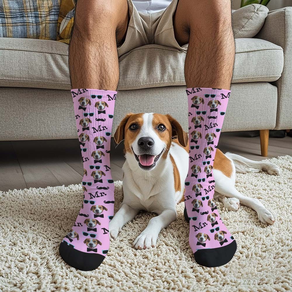 Custom Face Socks Mr Cute Socks Personalized Photo Custom Design Best Gift Idea - MyFaceUnderwearAU