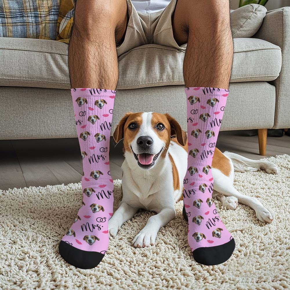 Custom Face Socks Mrs Cute Socks Personalized Photo Custom Design Best Gift Idea - MyFaceUnderwearAU