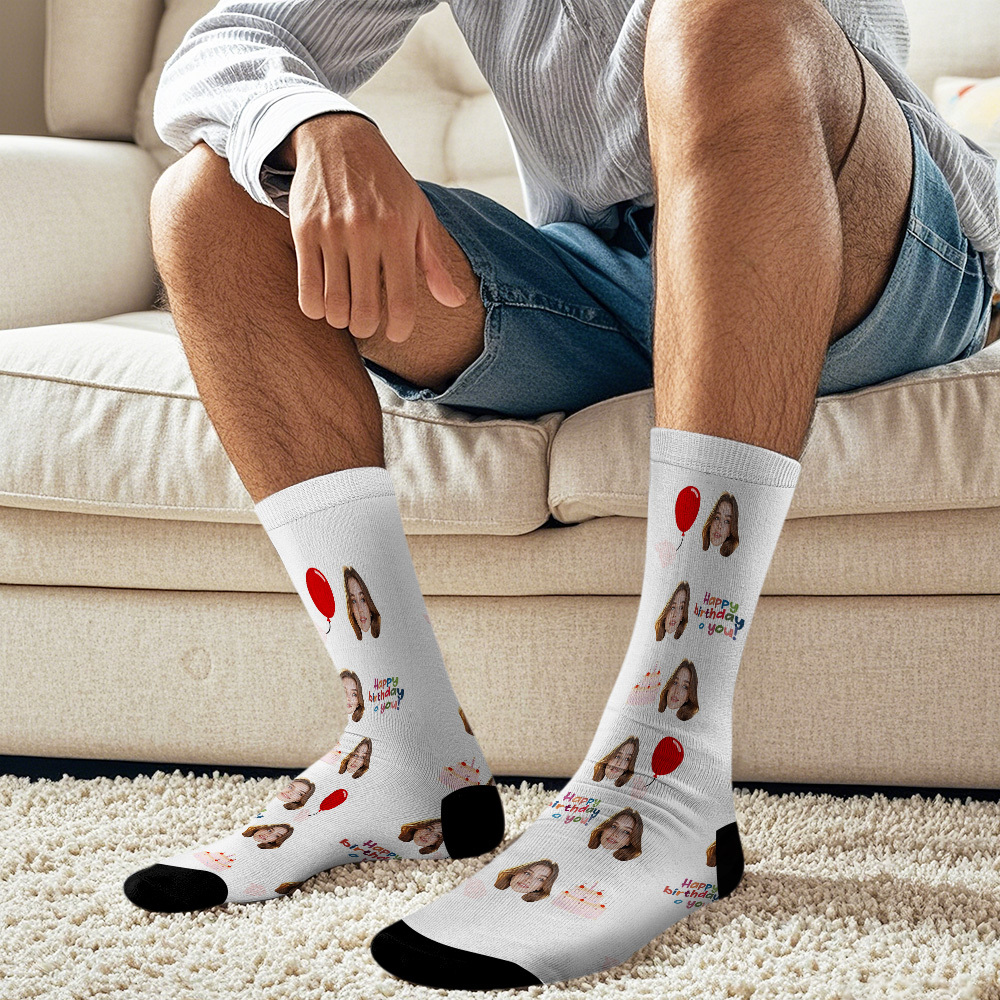 Custom Face Socks Happy Birthday Gift Face Sock Gift - MyFaceUnderwearAU