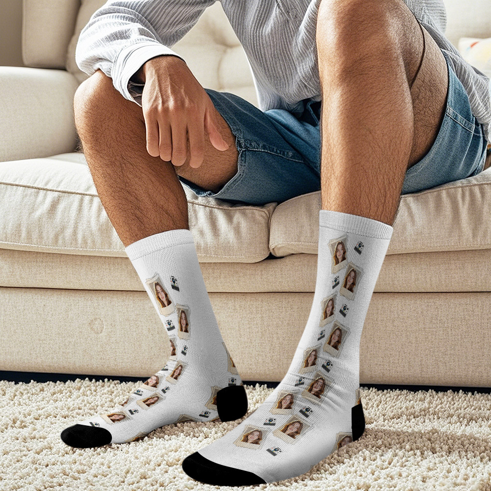 Custom Face Socks Gift Polaroid Pattern Frame Photo Socks Gift - MyFaceUnderwearAU