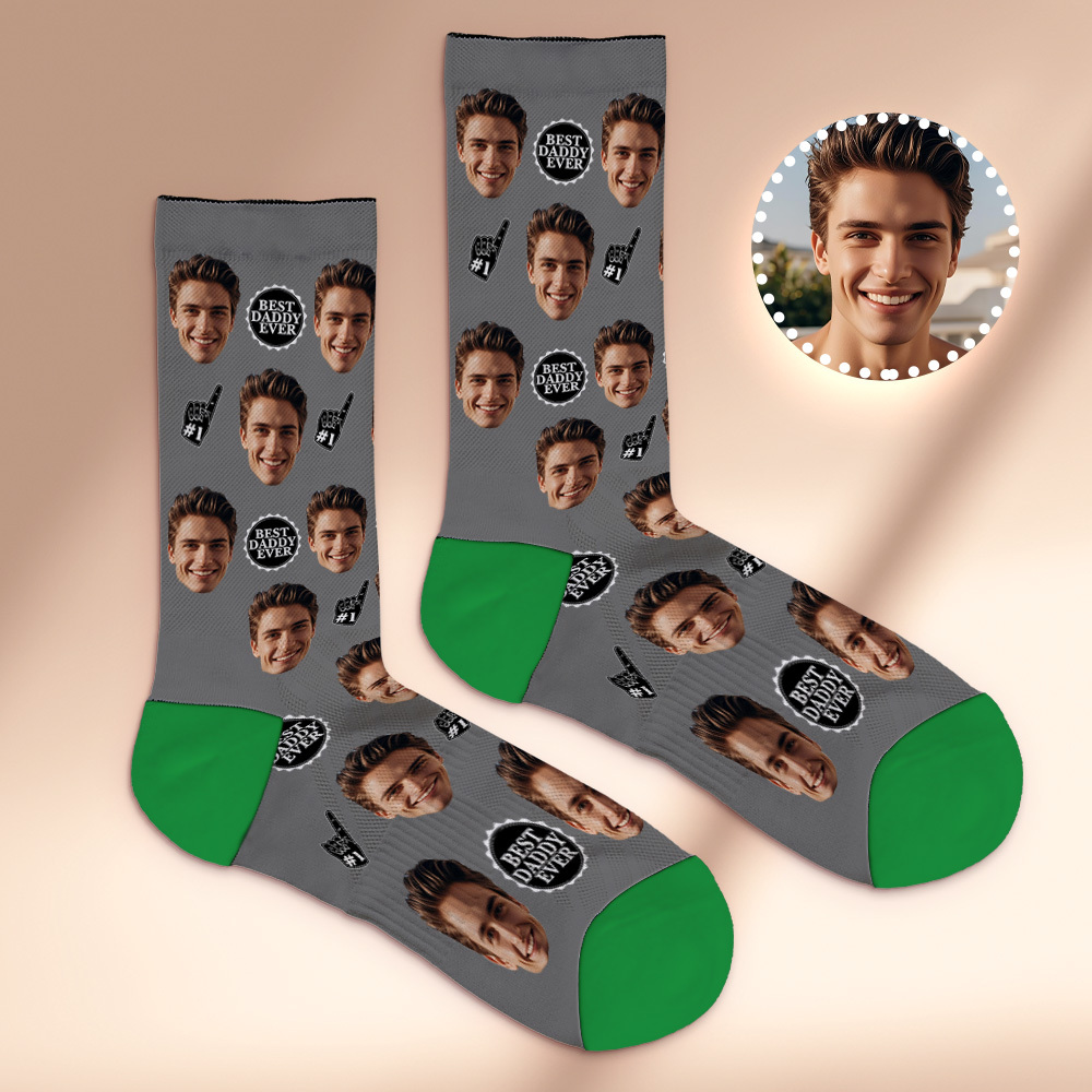 Custom Full Face Photo Print Socks Colorful Best Dad Ever Socks Personalized Custom Design Best Gift Idea For Father - MyFaceUnderwearAU