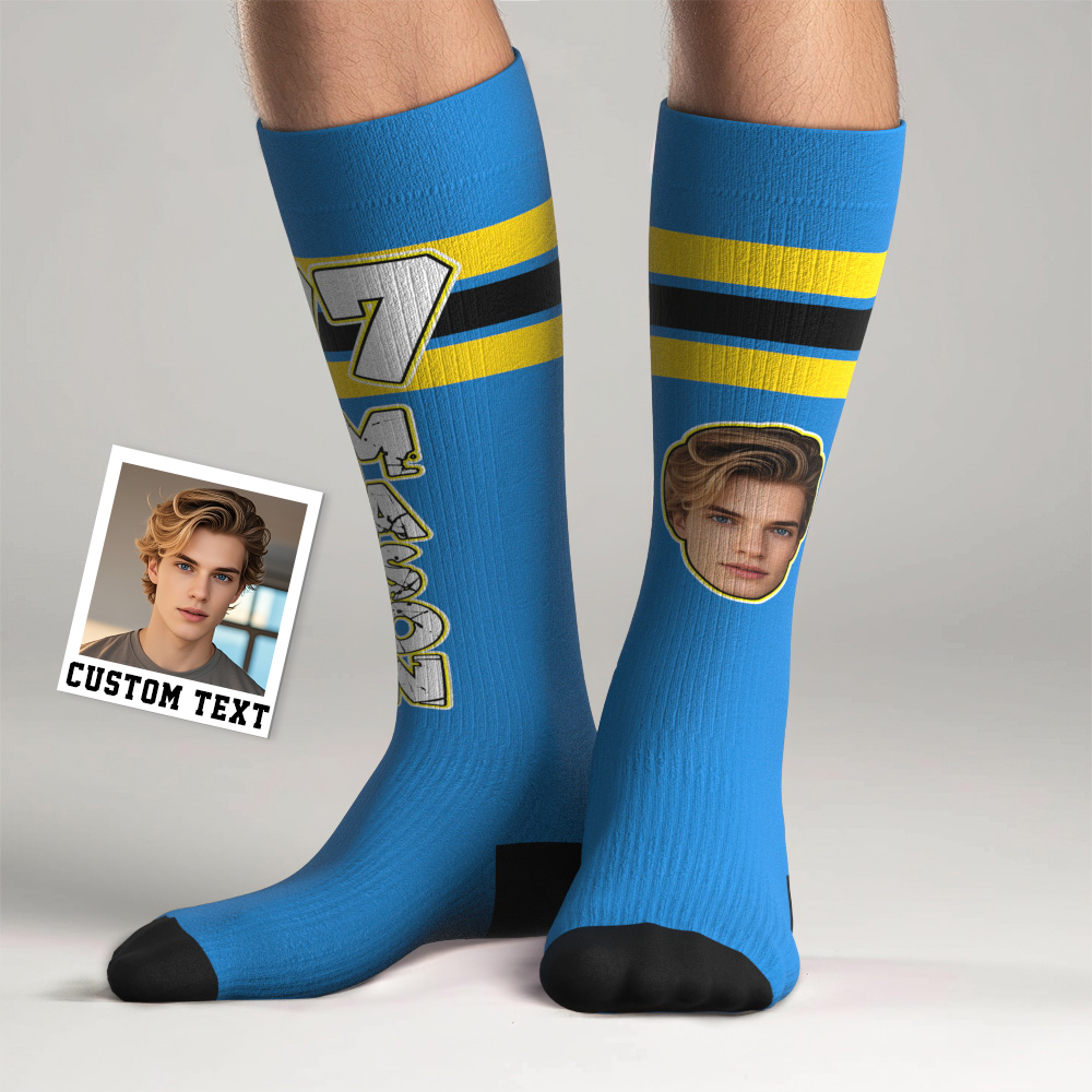 Custom Athletic Knee High Socks Personalized Compression Socks Face and Text Knee High Socks - MyFaceUnderwearAU