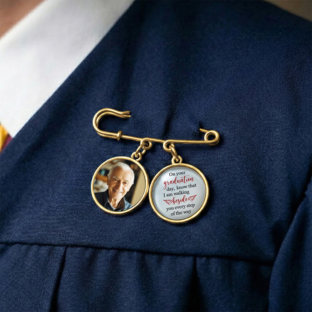 Graduation Walking Beside You Every Step - Personalized Lapel Pin With Photo Charms - MyFaceUnderwearAU