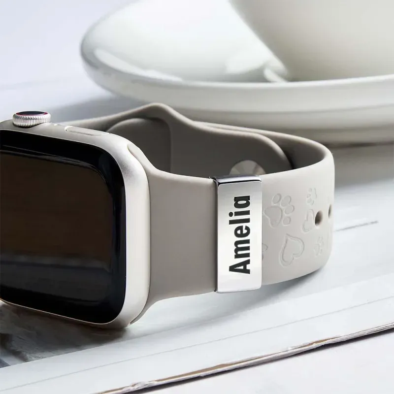 Personalised Name Apple Watch Charm - Custom Strap Accessory, Engraved Jewellery, Teen Gift, Luxe Stainless Steel Charm, Stocking Filler