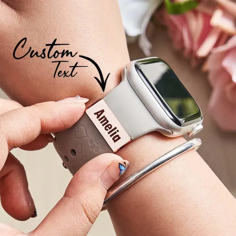 Personalised Name Apple Watch Charm - Custom Strap Accessory, Engraved Jewellery, Teen Gift, Luxe Stainless Steel Charm, Stocking Filler