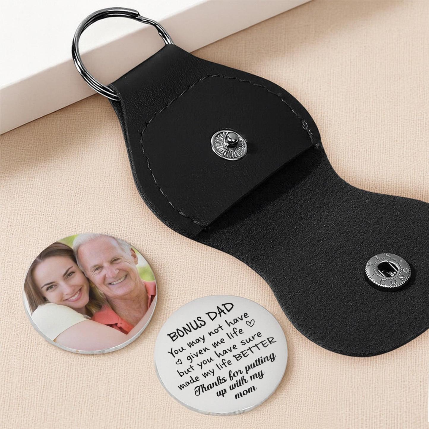 Bonus Dad, Better Life Thanks Keychain - Personalized Custom Pocket Hug - MyFaceUnderwearAU