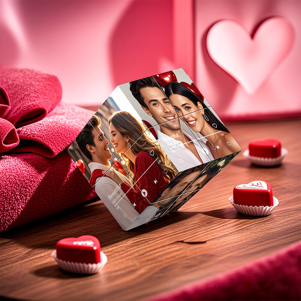 Infinity Photo Cube Custom Photo and Song Name Folding Photo Wooden Rubic's Cube Valentine's Day Gifts for Couple - MyFaceUnderwearAU