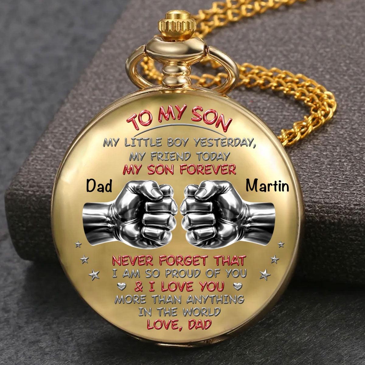 To My Son - Personalized Custom Print Pocket Watch - MyFaceUnderwearAU