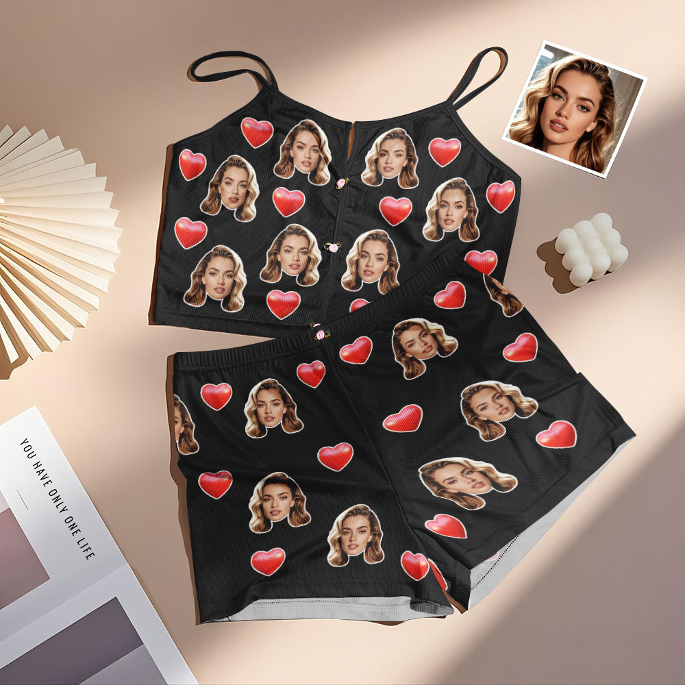 Gifts for Her Custom Photo Appliques Notched Neckline Lingerie Set Bachelorette Party - MyFaceUnderwearAU