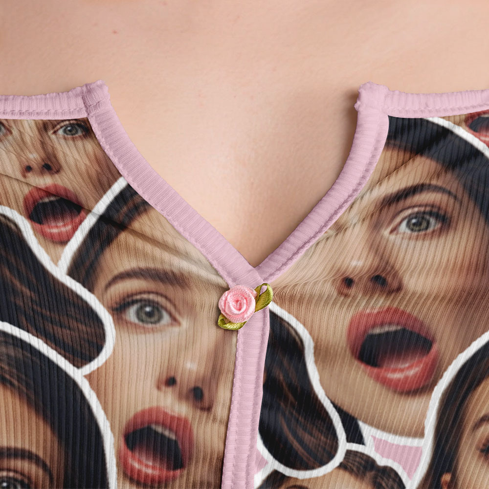 Valentine's Gifts Custom Facemash Appliques Notched Neckline Lingerie Set - MyFaceUnderwearAU