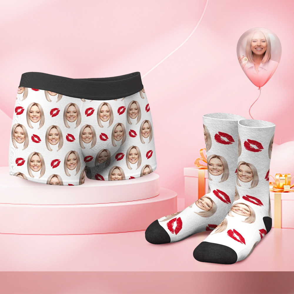 Men's Custom Face Boxer Shorts and Photo Socks Set | Kiss