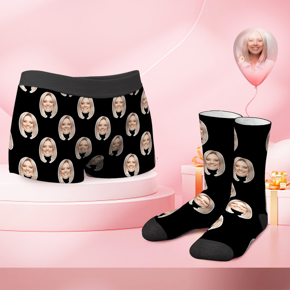Men's Custom Photo Boxer Shorts and Photo Socks Set | Colorful