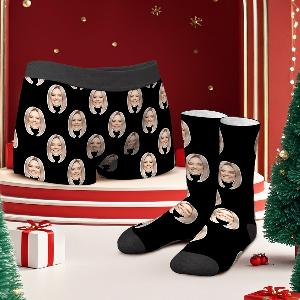 Men's Custom Photo Boxer Shorts and Photo Socks Set | Colorful