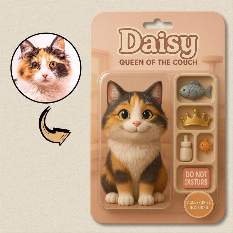 Fully Body Customizable 3D Effect Action Figure Pack Packaging Toy Box Style Art Gift Personalized Acrylic Car Hanger Gift for Pet Lovers - MyFaceUnderwearAU