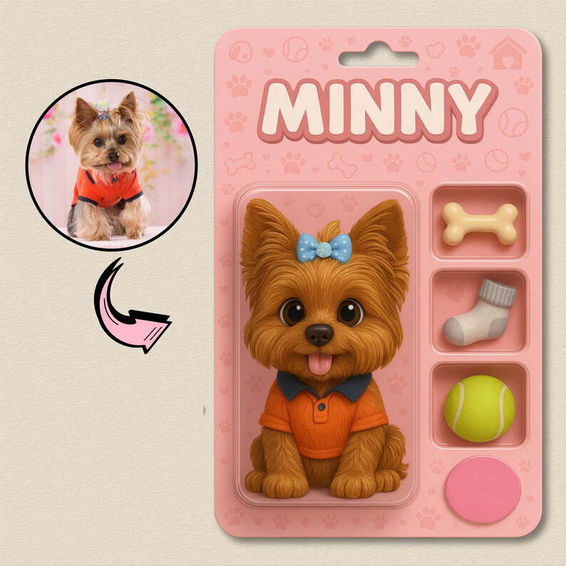 Fully Body Customizable 3D Effect Action Figure Pack Packaging Toy Box Style Art Gift Personalized Acrylic Car Hanger Gift for Pet Lovers - MyFaceUnderwearAU