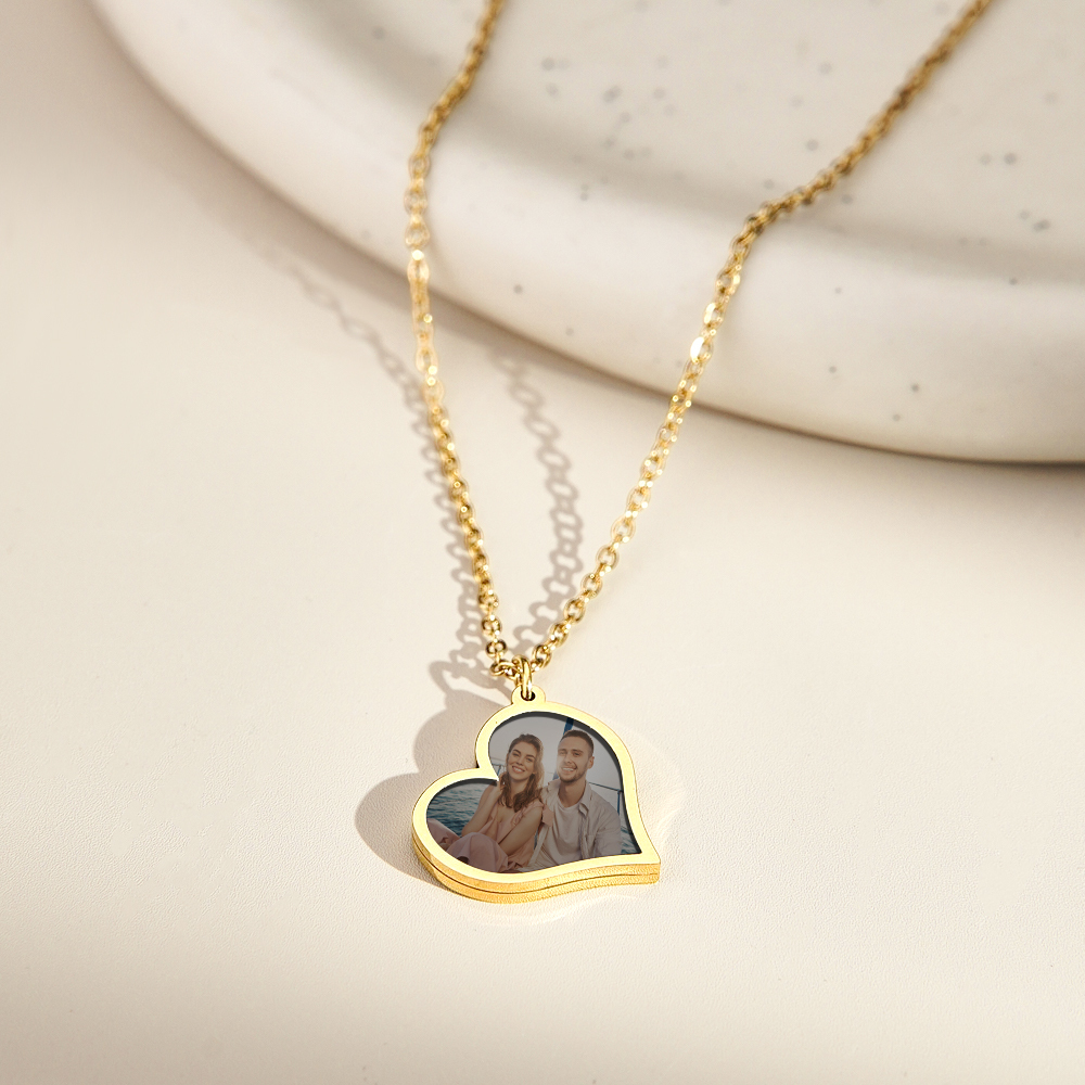 Personalised Photo Temperature-Sensitivel Color-Changing Heart Necklace Photo Gift Necklace for Lover - MyFaceUnderwearAU
