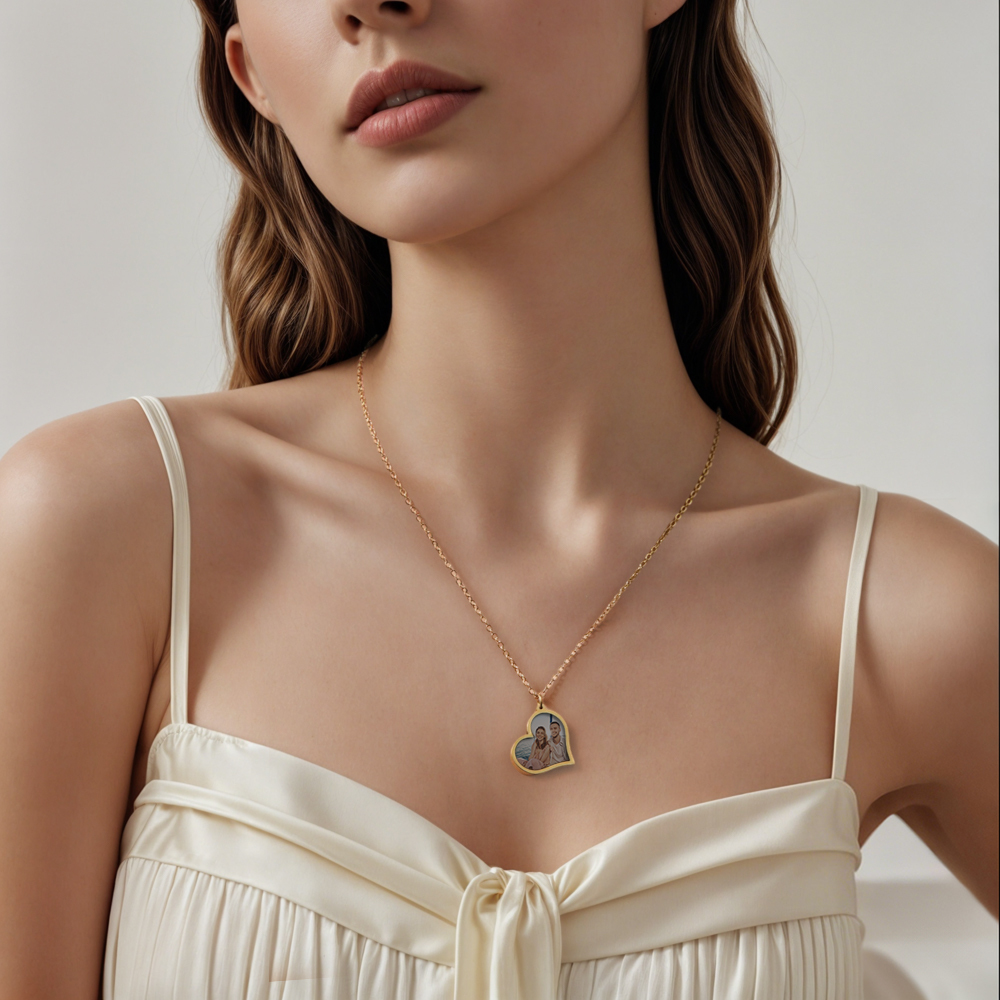 Personalised Photo Temperature-Sensitivel Color-Changing Heart Necklace Photo Gift Necklace for Lover - MyFaceUnderwearAU