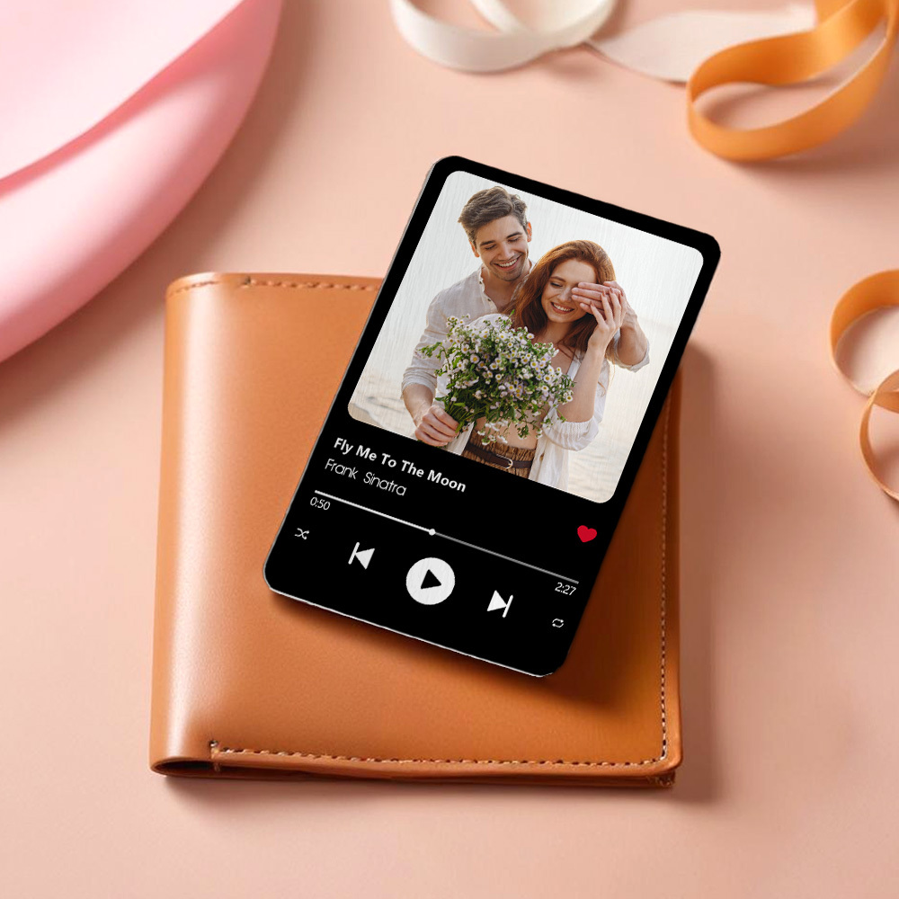 Custom Favorite Song Metal Wallet Card - Personalized Aluminum Photo Wallet Card - Valentine's Day Gifts For Him, Boyfriend, Husband - MyFaceUnderwearAU