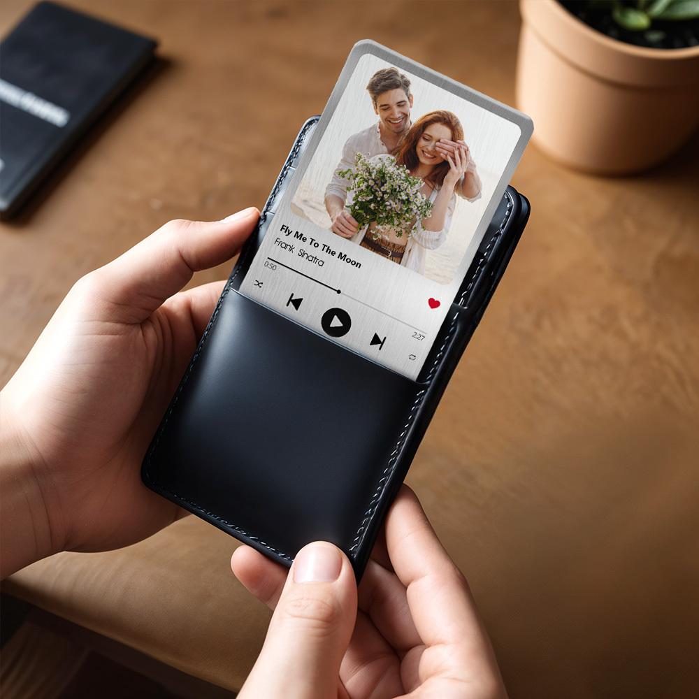Custom Favorite Song Metal Wallet Card - Personalized Aluminum Photo Wallet Card - Valentine's Day Gifts For Him, Boyfriend, Husband - MyFaceUnderwearAU