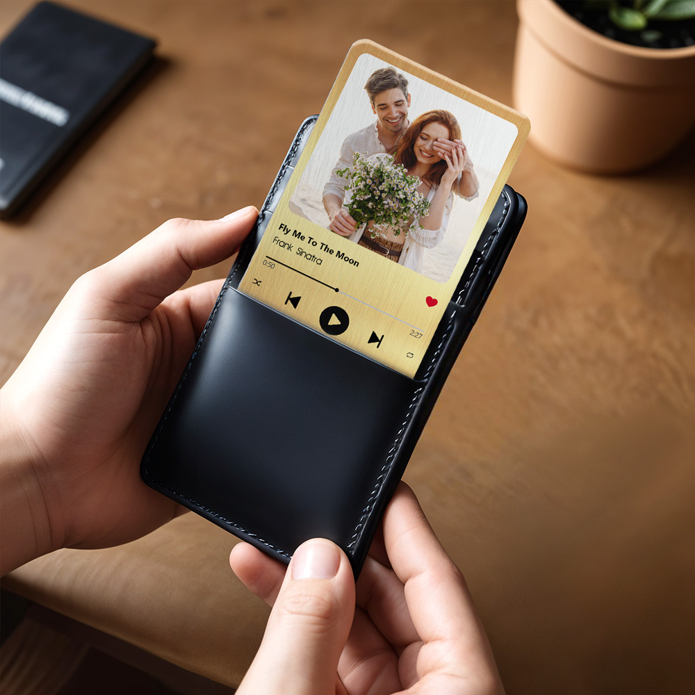 Custom Favorite Song Metal Wallet Card - Personalized Aluminum Photo Wallet Card - Valentine's Day Gifts For Him, Boyfriend, Husband - MyFaceUnderwearAU