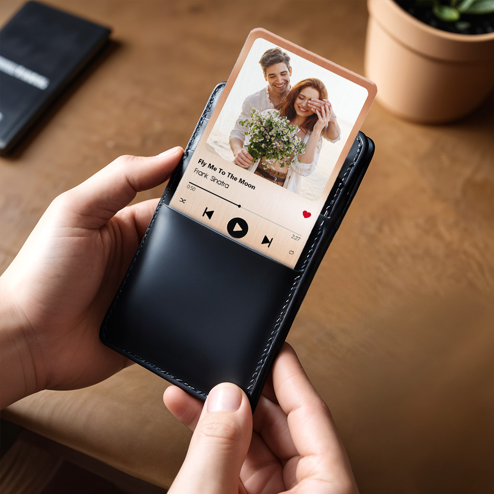 Custom Favorite Song Metal Wallet Card - Personalized Aluminum Photo Wallet Card - Valentine's Day Gifts For Him, Boyfriend, Husband - MyFaceUnderwearAU