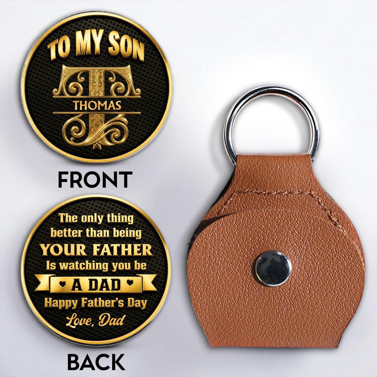 To My Son Watching You Be A Dad Monogram Initial - Personalized Custom Pocket Hug - MyFaceUnderwearAU