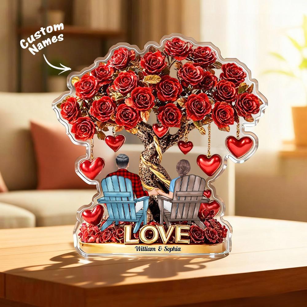 Tree of Love - Personalised Couple Custom Shaped Acrylic Plaque - MyFaceUnderwearAU