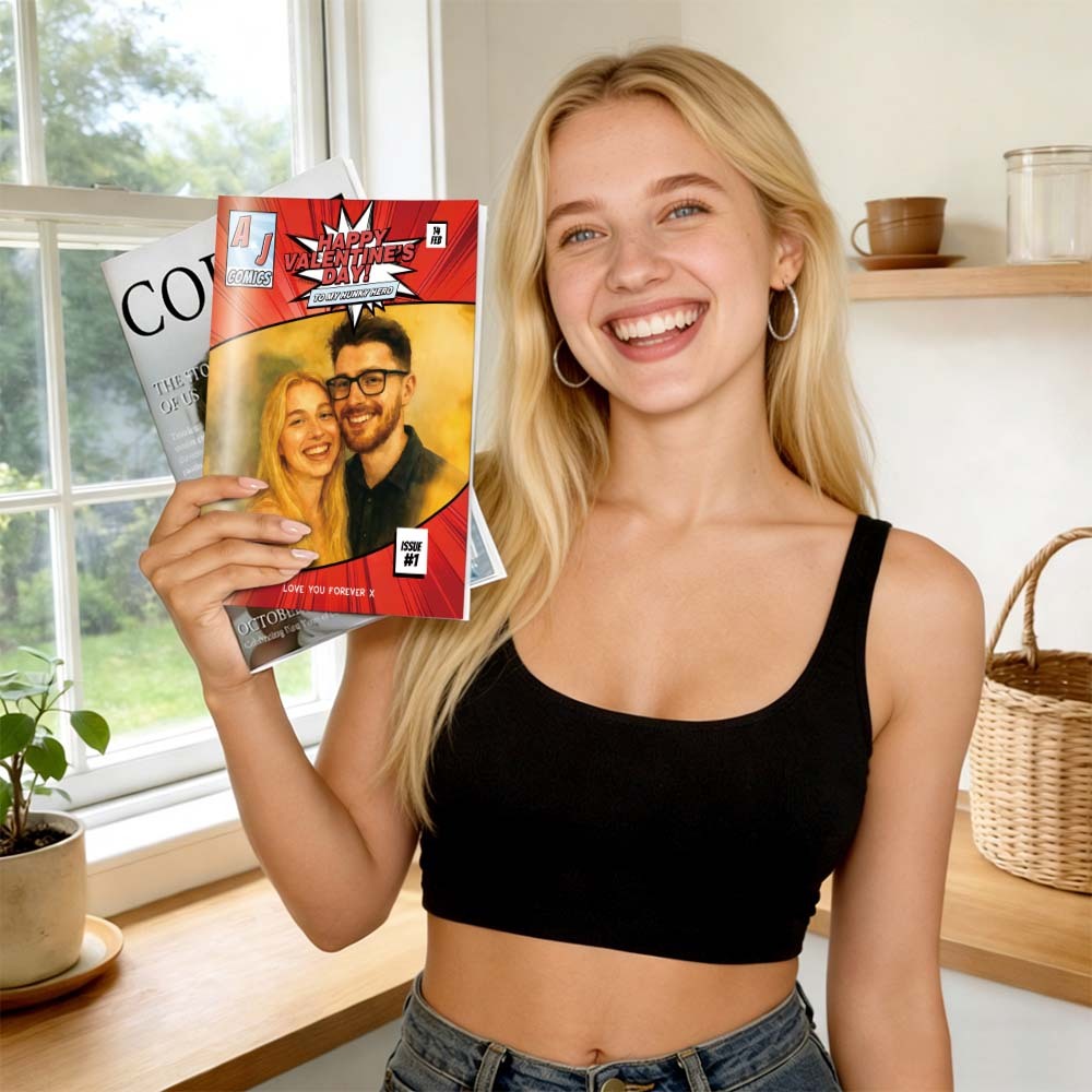 Personalised Valentine's Day Comic Book | Valentine's Day Boyfriend Gift | Valentine's Day Gift for Her | Unique Valentine's Day Gift - MyFaceUnderwearAU