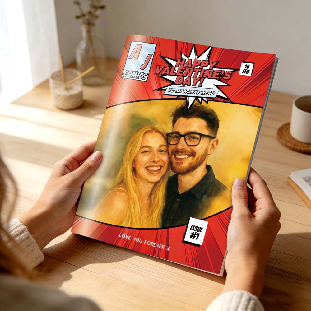 Personalised Valentine's Day Comic Book | Valentine's Day Boyfriend Gift | Valentine's Day Gift for Her | Unique Valentine's Day Gift - MyFaceUnderwearAU