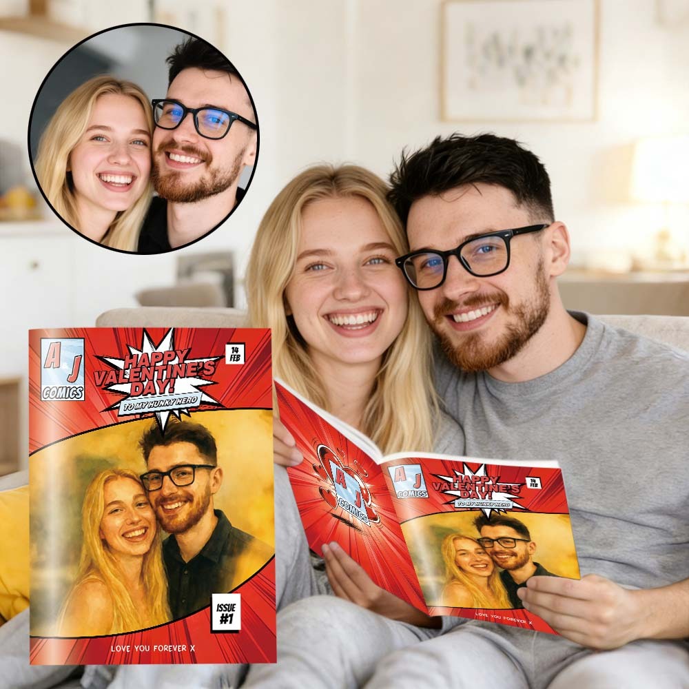 Personalised Valentine's Day Comic Book | Valentine's Day Boyfriend Gift | Valentine's Day Gift for Her | Unique Valentine's Day Gift - MyFaceUnderwearAU