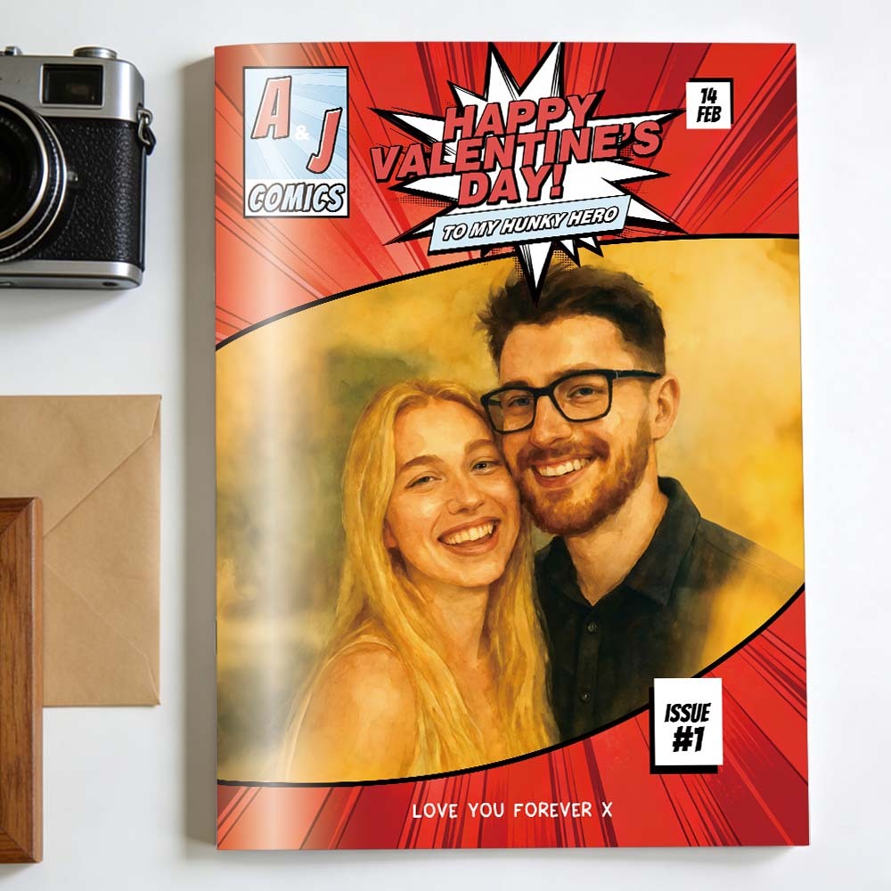 Personalised Valentine's Day Comic Book | Valentine's Day Boyfriend Gift | Valentine's Day Gift for Her | Unique Valentine's Day Gift - MyFaceUnderwearAU