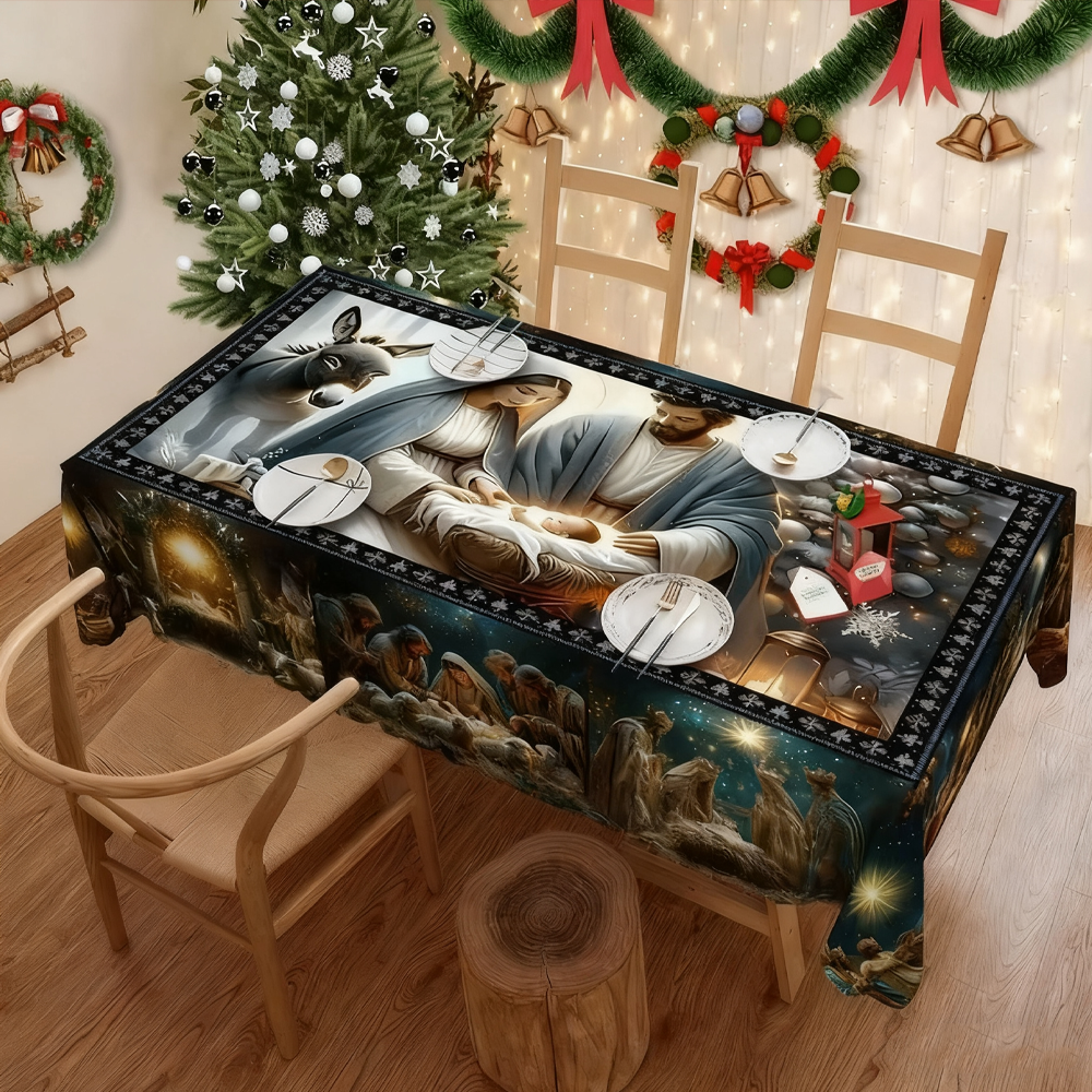 Christmas New Arrival Tablecloth, Digital Printed Festive Dining Table Cover, Holiday Home Decoration - MyFaceUnderwearAU