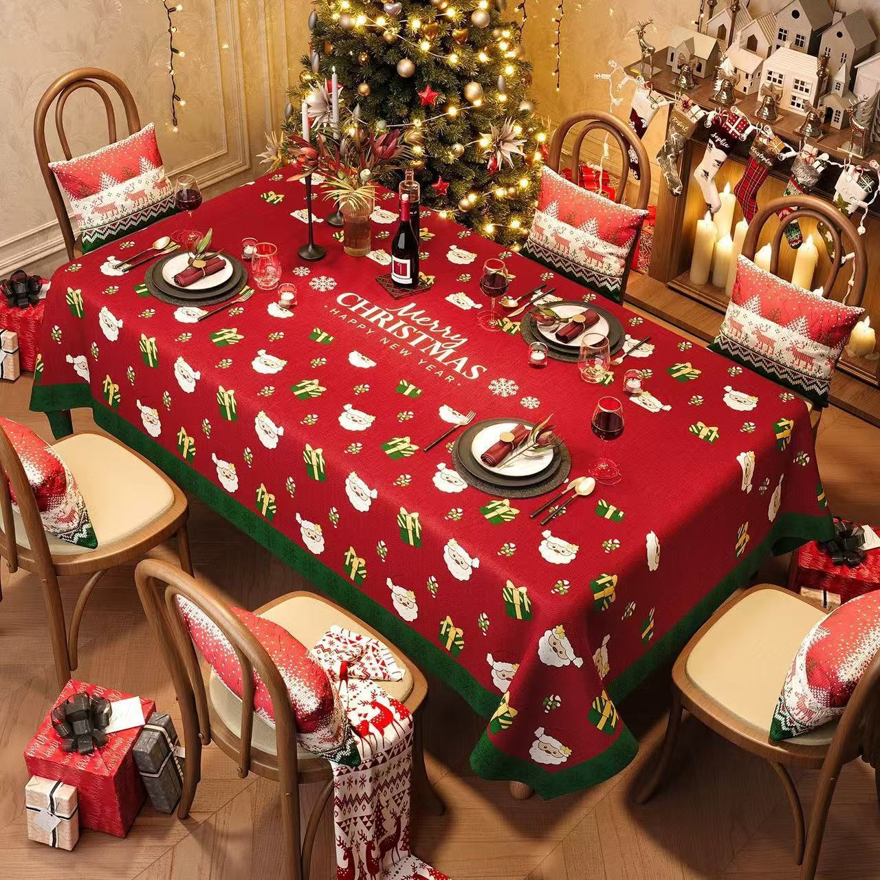 Christmas Tablecloth Digital Printed Festive Dining Table Cover Holiday Home Decoration - MyFaceUnderwearAU