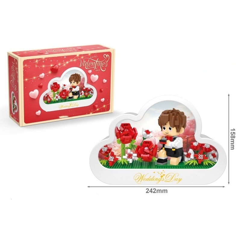 Cloud Mirror Lamp Sweet Castle Building Blocks With Lights Ornaments Assembly Toys Christmas Valentine'S Day Gift - MyFaceUnderwearAU