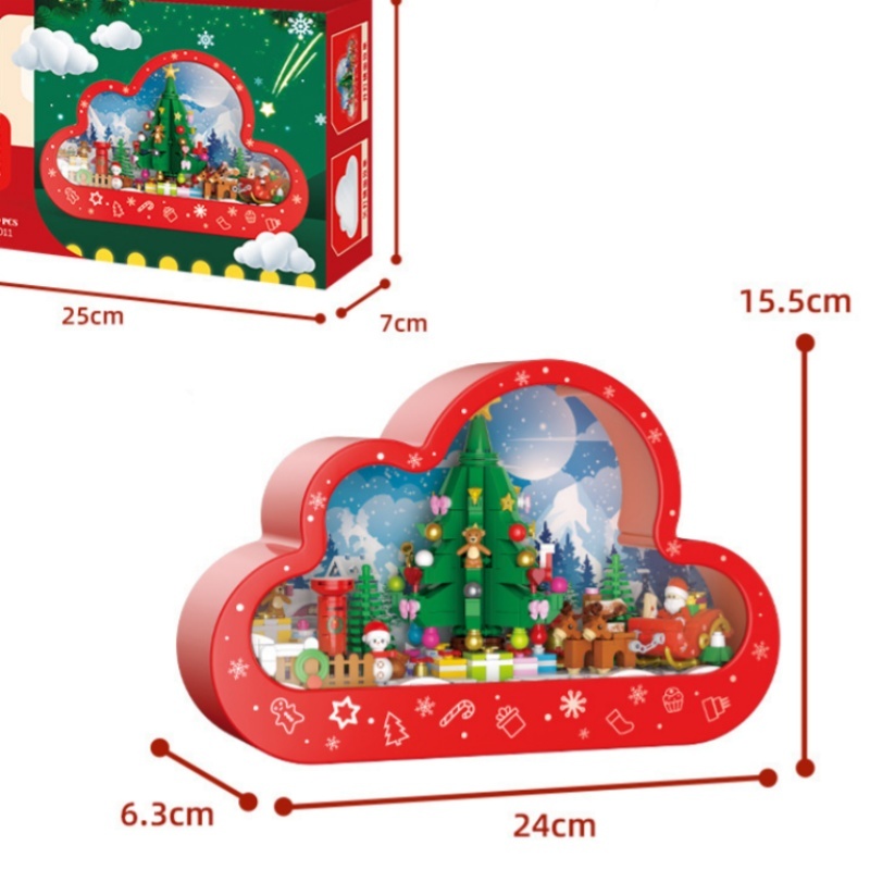 Cloud Mirror Lamp Sweet Castle Building Blocks With Lights Ornaments Assembly Toys Christmas Valentine'S Day Gift - MyFaceUnderwearAU
